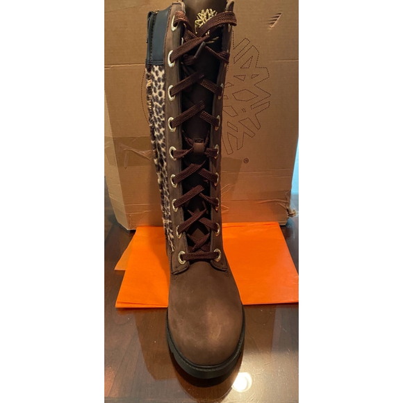 Timberland Women’s Brown Leopard Tall Boots Size 6.5 (youth4.5) - Picture 4 of 8